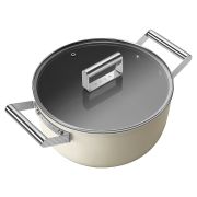 Кастрюля SMEG CKFC2411CRM d=240 мм (алюминий с АП) кремовая с крышкой (стекло)