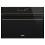 Духовой шкаф комбинированный с микроволнами и паром SMEG SO4606WAPNR черное стекло с медной фурнитурой